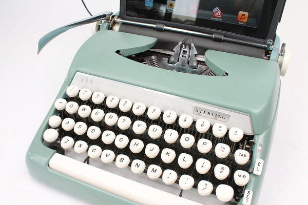 Typewriter Computer Keyboard / iPad Stand (Model B) -- Sea Foam Green