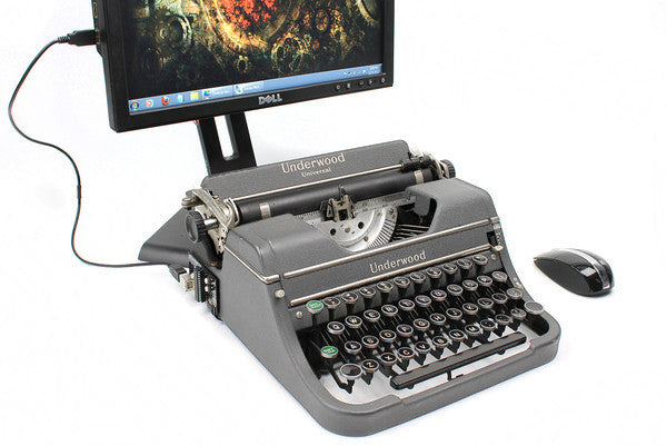 Typewriter Computer Keyboard / iPad Stand (Model D - Grey)