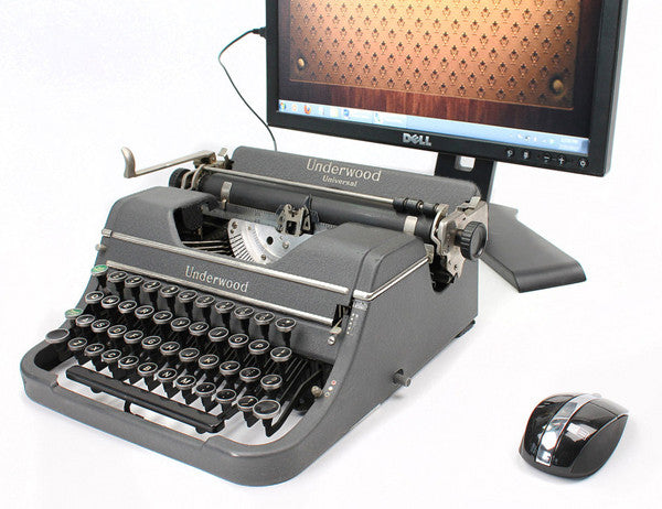 Typewriter Computer Keyboard / iPad Stand (Model D - Grey)