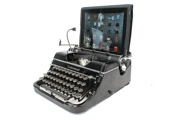 Typewriter Computer Keyboard / iPad Stand (Model D - Grey)