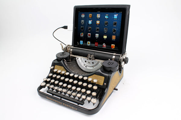 Typewriter Computer Keyboard / iPad Stand (Gold-Leaf Model)