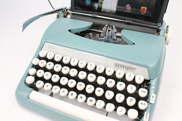 Typewriter Computer Keyboard / iPad Stand (Model B) Turquoise Blue